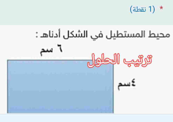 محيط المستطيل في الشكل أدناه ٦ سم، ٤ سم: (1 نقطة) ٢٠ ٣٠ ٤٠